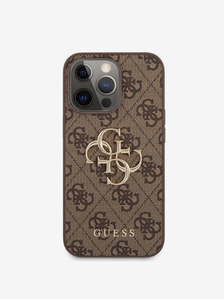 Guess Guess PU 4G Metal Logo Back Cover pentru iPhone 13 Pro Brown