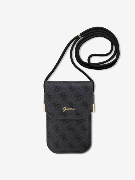 Guess Guess PU 4G Metal Logo Script Phone Bag Negru