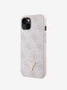 Guess Guess PU 4G Strass Triangle Metal Logo Back Cover pentru iPhone 15 roz