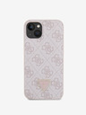 Guess Guess PU 4G Strass Triangle Metal Logo Back Cover pentru iPhone 15 roz