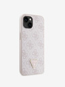 Guess Guess PU 4G Strass Triangle Metal Logo Back Cover pentru iPhone 15 roz