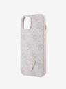 Guess Guess PU 4G Strass Triangle Metal Logo Back Cover pentru iPhone 15 roz