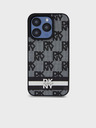 DKNY PU Leather Checkered Pattern and Stripe Back Cover pentru iPhone 12/12 Pro negru DKNY