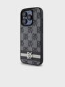 DKNY PU Leather Checkered Pattern and Stripe Back Cover pentru iPhone 12/12 Pro negru DKNY