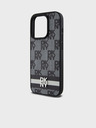 DKNY PU Leather Checkered Pattern and Stripe Back Cover pentru iPhone 12/12 Pro negru DKNY