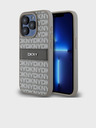 DKNY PU Leather Repeat Pattern Tonal Stripe Back Cover pentru iPhone 14 Pro Max Beige DKNY