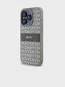 DKNY PU Leather Repeat Pattern Tonal Stripe Back Cover pentru iPhone 14 Pro Max Beige DKNY