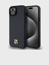 DKNY PU piele Repeat Pattern Stack Logo Magsafe Back Cover pentru iPhone 13 negru DKNY