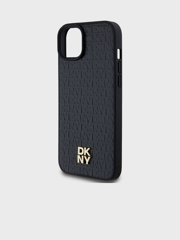 DKNY PU piele Repeat Pattern Stack Logo Magsafe Back Cover pentru iPhone 13 negru DKNY