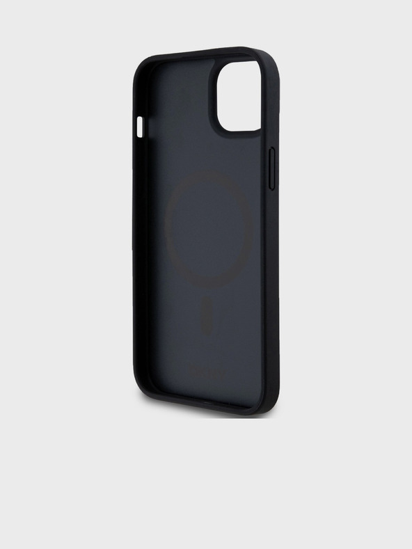 DKNY PU piele Repeat Pattern Stack Logo Magsafe Back Cover pentru iPhone 13 negru DKNY