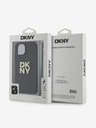 DKNY PU piele Stack Logo Wrist Strap Back Cover pentru iPhone 15 negru DKNY