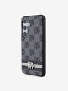 DKNY PU piele Checkered Pattern și Stripe Back Cover pentru Samsung Galaxy S24 negru DKNY