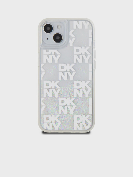 DKNY Glitter lichid Checkered Pattern Back Cover pentru iPhone 15 Transparent DKNY