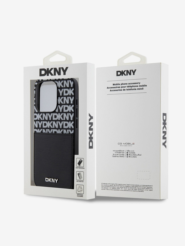 DKNY PU Leather Repeat Pattern Card Pocket Back Cover pentru iPhone 14 Pro Max negru DKNY