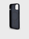 DKNY PU Leather Repeat Pattern Stack Logo Magsafe Back Cover pentru iPhone 15 negru DKNY