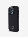 DKNY PU piele Stack Logo Magsafe Back Cover pentru iPhone 14 Pro Max negru DKNY