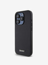 DKNY PU piele Silver Metal Logo Magsafe Back Cover pentru iPhone 15 Pro Max negru DKNY