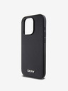 DKNY PU piele Silver Metal Logo Magsafe Back Cover pentru iPhone 15 Pro Max negru DKNY
