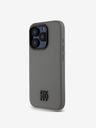 DKNY PU piele Stack Logo Magsafe Back Cover pentru iPhone 15 Pro Max gri DKNY