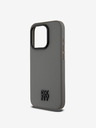 DKNY PU piele Stack Logo Magsafe Back Cover pentru iPhone 15 Pro Max gri DKNY