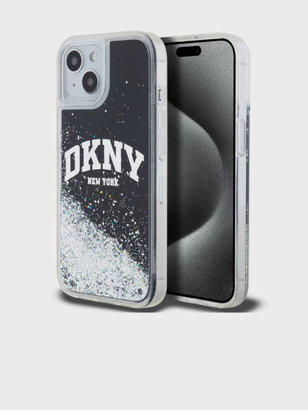 DKNY Liquid Glitter Arch Logo Back Cover pentru iPhone 11 negru DKNY