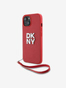 DKNY PU piele Stack Logo Wrist Strap Back Cover pentru iPhone 14 roșu DKNY