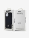 DKNY PU piele Stack Logo Magsafe Back Cover pentru iPhone 15 negru DKNY