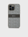 DKNY PU Leather Repeat Pattern Tonal Stripe Back Cover pentru iPhone 14 Pro Beige DKNY