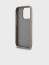 DKNY PU Leather Repeat Pattern Tonal Stripe Back Cover pentru iPhone 14 Pro Beige DKNY