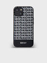 DKNY PU Leather Repeat Pattern Bottom Stripe MagSafe Back Cover pentru iPhone 13 negru DKNY
