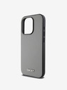 DKNY Piele PU Silver Metal Logo Magsafe Back Cover pentru iPhone 15 Pro Max gri DKNY