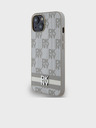 DKNY Husă spate din piele PU cu model în carouri și dungi pentru iPhone 15 bej DKNY