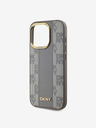 DKNY PU piele Checkered Pattern Magsafe Back Cover pentru iPhone 15 Pro Max bej DKNY