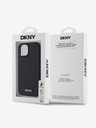 DKNY PU Leather Silver Metal Logo Magsafe Back Cover pentru iPhone 14 negru DKNY