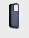 DKNY PU Leather Repeat Pattern Tonal Stripe Back Cover pentru iPhone 14 Pro albastru DKNY