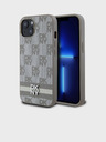 DKNY PU piele Checkered Pattern și Stripe Back Cover pentru iPhone 13 bej DKNY