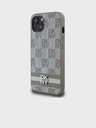 DKNY PU piele Checkered Pattern și Stripe Back Cover pentru iPhone 13 bej DKNY