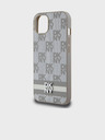 DKNY PU piele Checkered Pattern și Stripe Back Cover pentru iPhone 13 bej DKNY