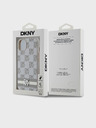 DKNY PU piele Checkered Pattern și Stripe Back Cover pentru iPhone 13 bej DKNY