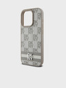 DKNY Husă spate din piele PU cu model în carouri și dungi pentru iPhone 15 Pro bej DKNY
