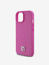 DKNY PU piele Repeat Pattern Stack Logo Magsafe Back Cover pentru iPhone 15 roz DKNY