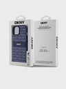 DKNY PU Leather Repeat Pattern Tonal Stripe Back Cover pentru iPhone 15 albastru DKNY