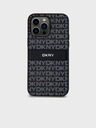 DKNY PU piele Repeat Pattern Tonal Stripe Back Cover pentru iPhone 14 Pro negru DKNY