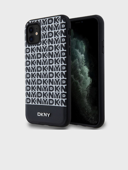 DKNY PU Leather Repeat Pattern Bottom Stripe MagSafe Back Cover pentru iPhone 11 Negru DKNY