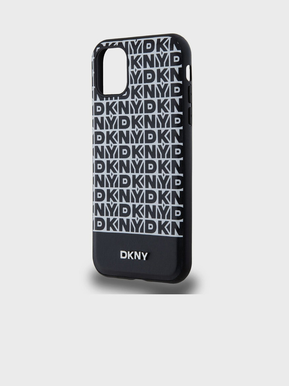 DKNY PU Leather Repeat Pattern Bottom Stripe MagSafe Back Cover pentru iPhone 11 Negru DKNY