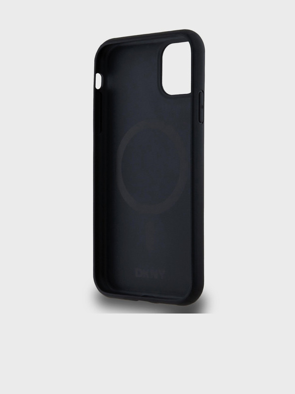 DKNY PU Leather Repeat Pattern Bottom Stripe MagSafe Back Cover pentru iPhone 11 Negru DKNY