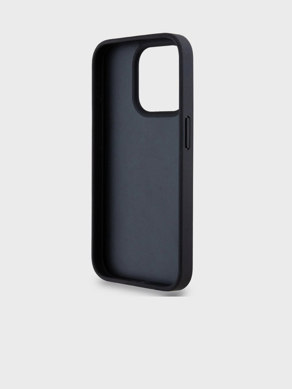 DKNY PU Leather Repeat Pattern Tonal Stripe Back Cover pentru iPhone 14 Pro Max negru DKNY
