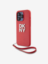 DKNY PU piele Stack Logo Wrist Strap Back Cover pentru iPhone 15 Pro Max Red DKNY
