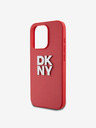 DKNY PU piele Stack Logo Wrist Strap Back Cover pentru iPhone 15 Pro Max Red DKNY