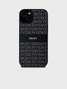 DKNY PU Leather Repeat Pattern Tonal Stripe Back Cover pentru iPhone 15 Plus Negru DKNY